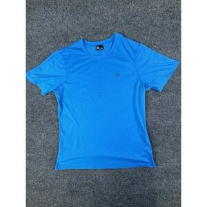 Spyder Athletic T-Shirt Mens Large Bright Blue Mesh Logo Active Performance
